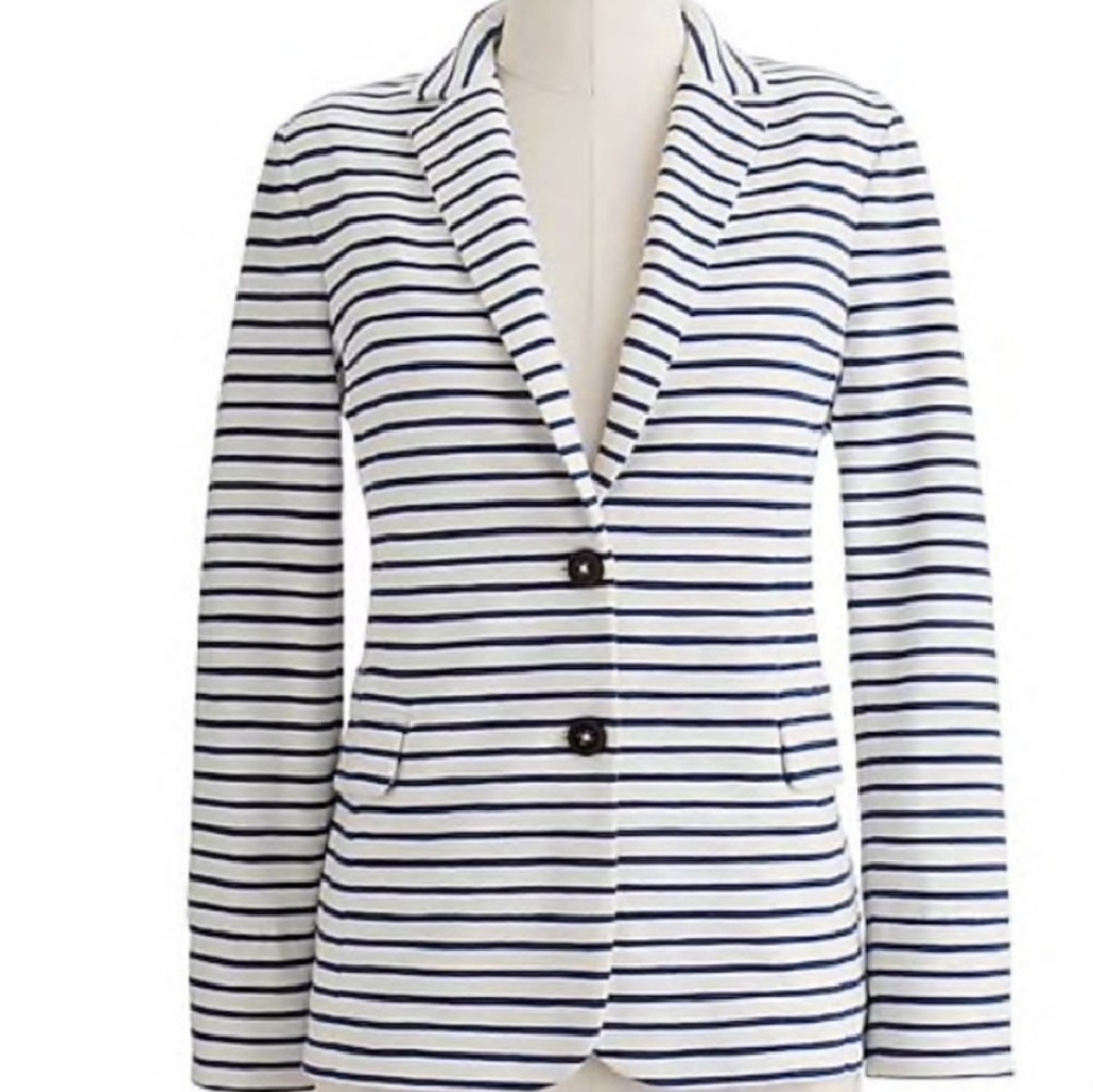 J. Crew Maritime Blazer With Blue Stripes